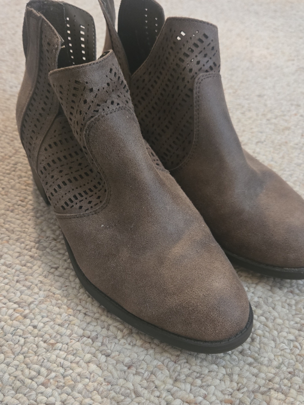 Women's Brown Perforated Ankle Boots